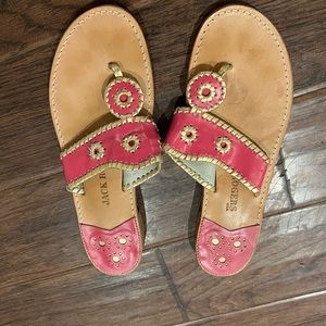 EUC Jack Rogers Pink and Gold Classic Sandal